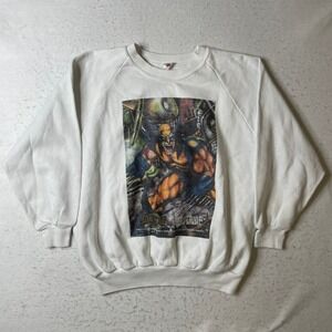 Sportsman Marvel Metal Wolverine Sweatshirt Medium White 1995 Vintage Raglan